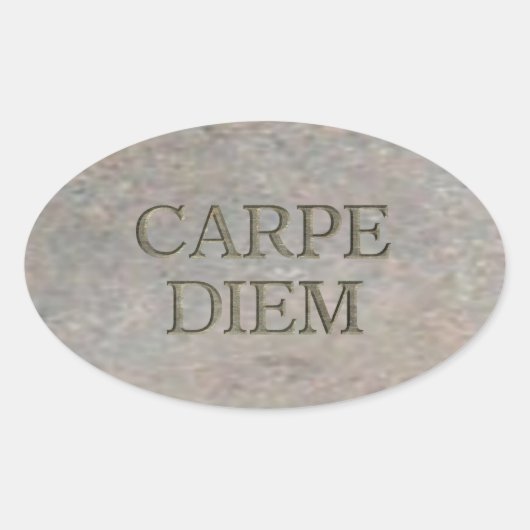 Carpe Diem Stone ovale grote stickers (Voorkant)