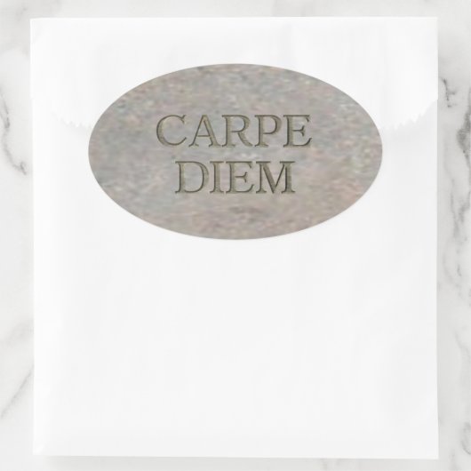 Carpe Diem Stone ovale grote stickers (Tas)