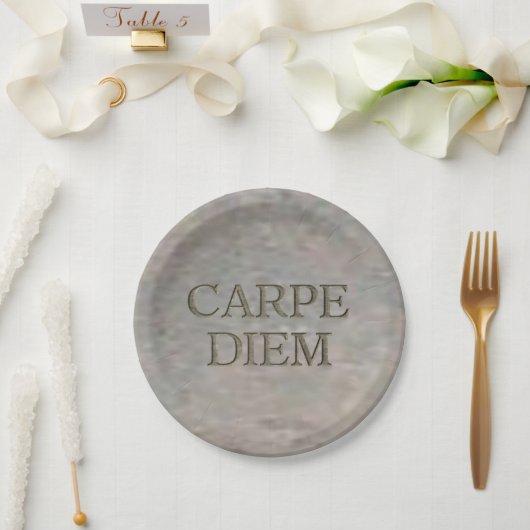 Carpe Diem Stone papier borden Papieren Bordje (Huwelijk)