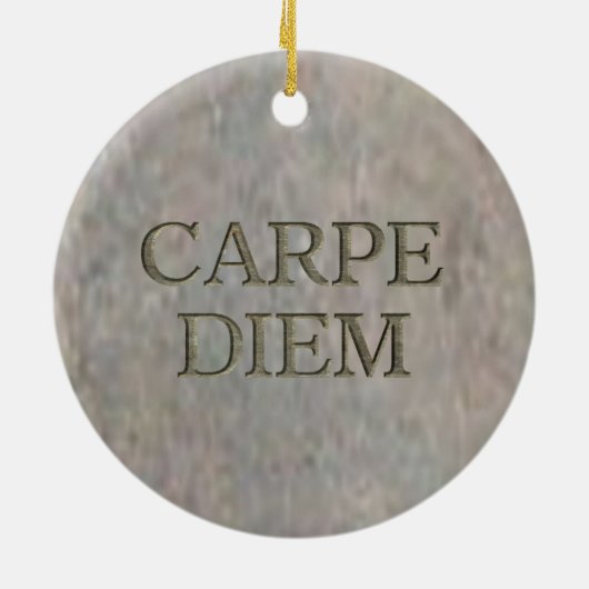 Carpe Diem Stone rond keramisch ornament (Achterkant)