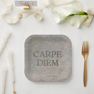 Carpe Diem Stone vierkante papier borden Papieren Bordje