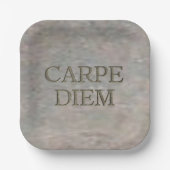 Carpe Diem Stone vierkante papier borden Papieren Bordje (Voorkant)