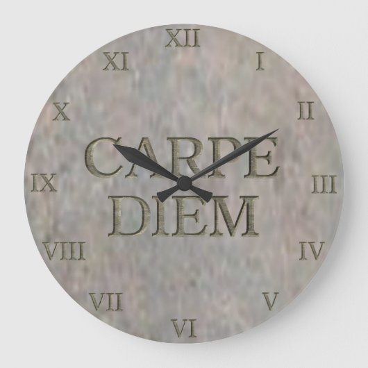 Carpe Diem Stone wandklok Romeinse cijfers (Voorkant)