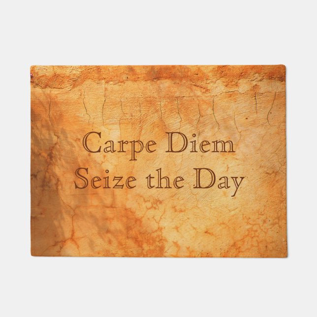 Carpe Diem terracotta kleurde baksteenwand Deurmat (Voorkant)