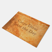 Carpe Diem terracotta kleurde baksteenwand Deurmat (Schuin)