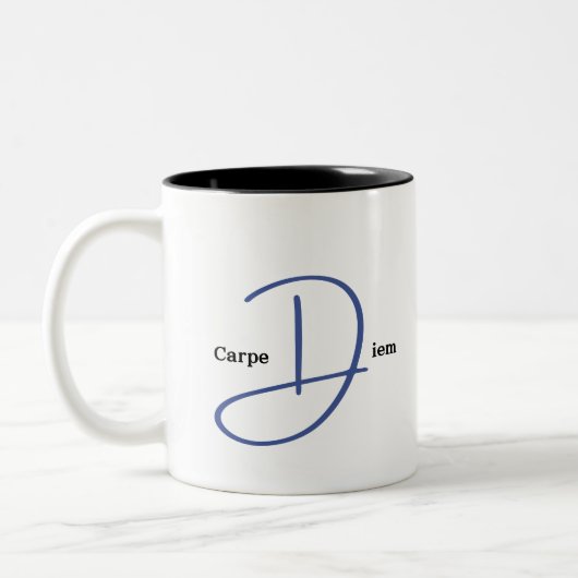 Carpe Diem tweekleurige koffie Mok (Links)