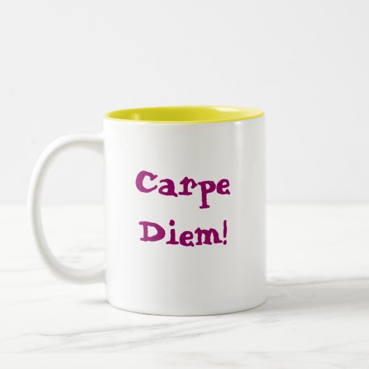 Carpe Diem! Tweekleurige Koffiemok (Links)