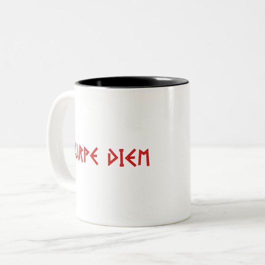 Carpe Diem Tweekleurige Koffiemok (Voorkant links)