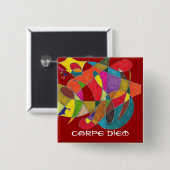 Carpe Diem Vierkante Button 5,1 Cm (Voorkant /achterkant)