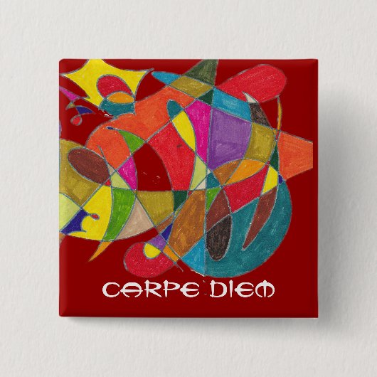 Carpe Diem Vierkante Button 5,1 Cm (Voorkant)