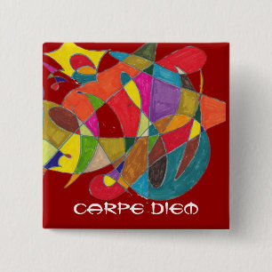 Carpe Diem Vierkante Button 5,1 Cm