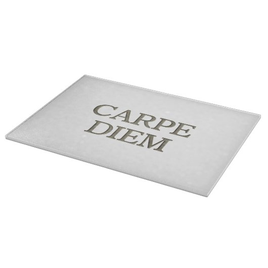 Carpe Diem wit glas snijplank (Hoek)