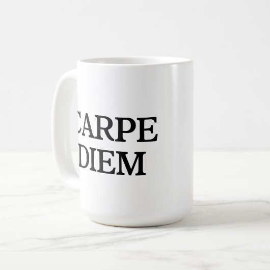 Carpe Diem witte mok (Voorkant links)
