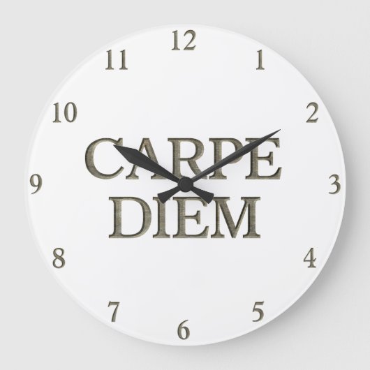 Carpe Diem witte wandklok (Voorkant)