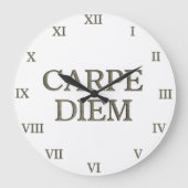 Carpe Diem witte wandklok Romeinse cijfers (Voorkant)