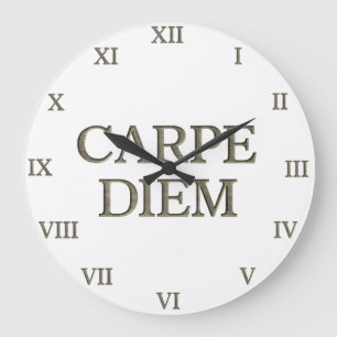 Carpe Diem witte wandklok Romeinse cijfers
