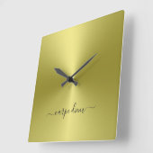 Carpe Diem Yellow Metallic Style Acryl Vierkante Klok (Hoek)