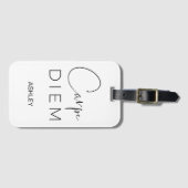 CARPE DIEM | Zwart met de hand geschreven naam typ Bagagelabel (Voorkant (horizontaal))