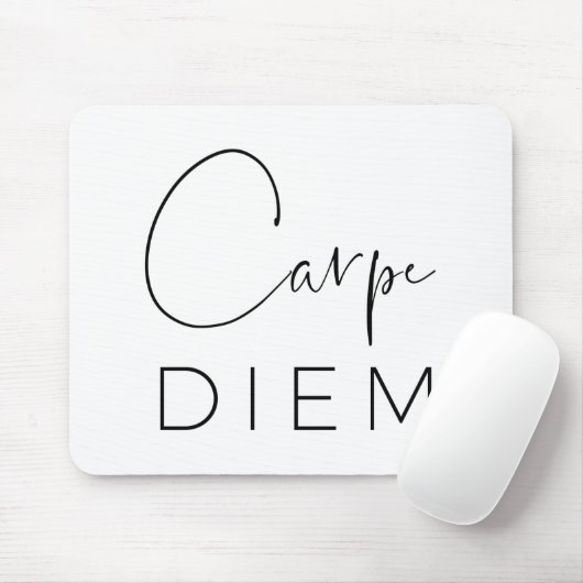 CARPE DIEM | Zwarte Hand Lettered Script Typograph Muismat (Met muis)