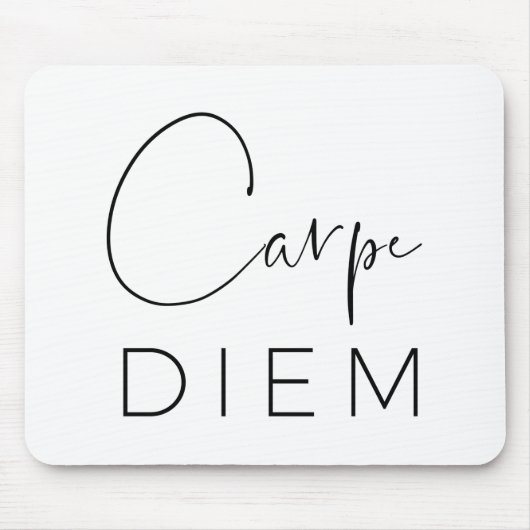 CARPE DIEM | Zwarte Hand Lettered Script Typograph Muismat (Voorkant)