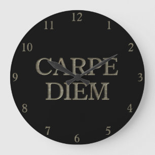 Carpe Diem zwarte wandklok