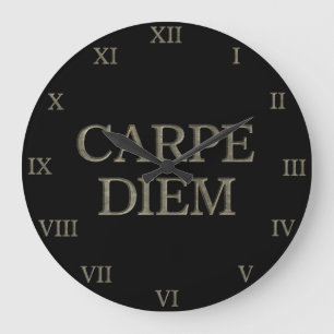Carpe Diem zwarte wandklok Romeinse cijfers