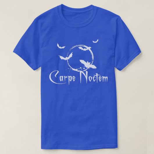 Carpe noctem seize the night white text t-shirt (Design voorkant)