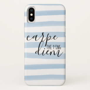 Carpe the fing Diem Blue Stripe Pattern Case-Mate iPhone Case