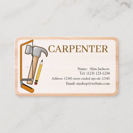 CARPENTER Business card editable Visitekaartje (Voorkant)
