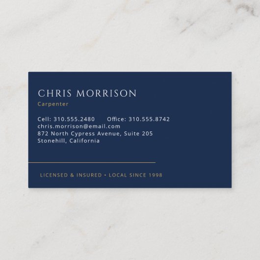 Carpenter Carpentry Contractor Home Builder Visitekaartje (Achterkant)