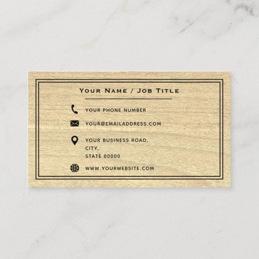 Carpenter Carpentry Rustiek Hout Houten Hand Vlieg Visitekaartje (Achterkant)