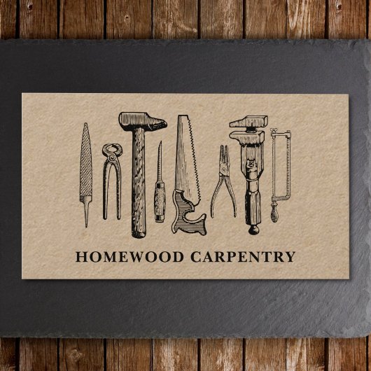 Carpenter Carpentry Tools Rustieke Kraft Visitekaartje