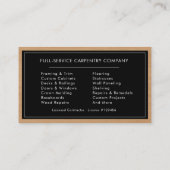 Carpenter Carpentry Wood General Contractor Visitekaartje (Achterkant)