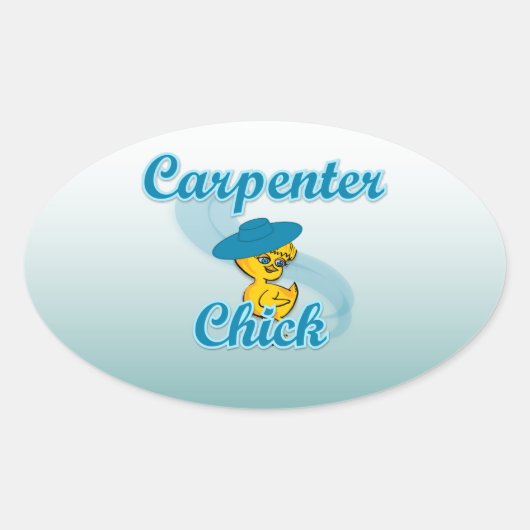 Carpenter Chick #3 Ovale Sticker (Voorkant)