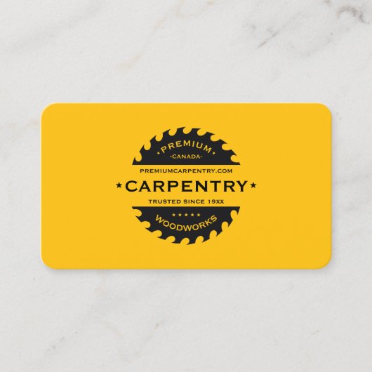 Carpenter Construction Contractor Helder Geel Visitekaartje (Voorkant)