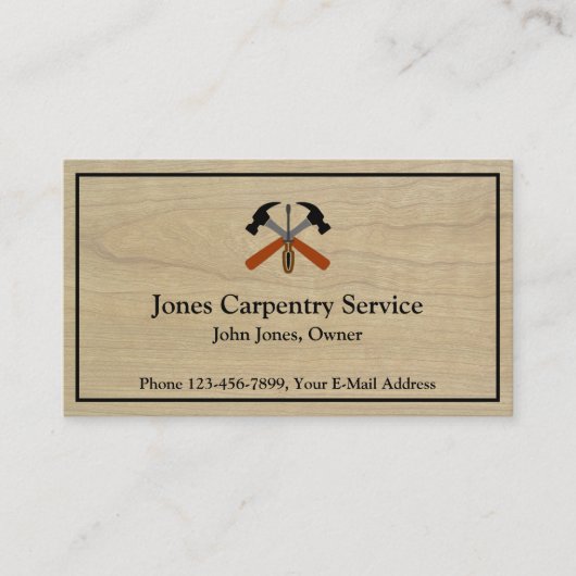 Carpenter Contractor Construction Business Card Visitekaartje (Voorkant)