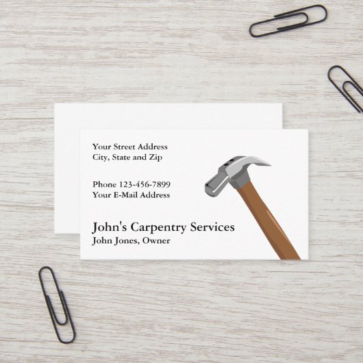 Carpenter Contractor Construction Business Card Visitekaartje (Voorkant / Achterkant in situ)