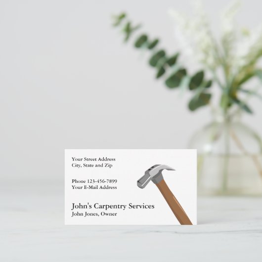 Carpenter Contractor Construction Business Card Visitekaartje (Staand voorkant)