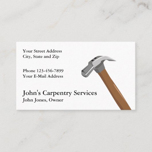 Carpenter Contractor Construction Business Card Visitekaartje (Voorkant)