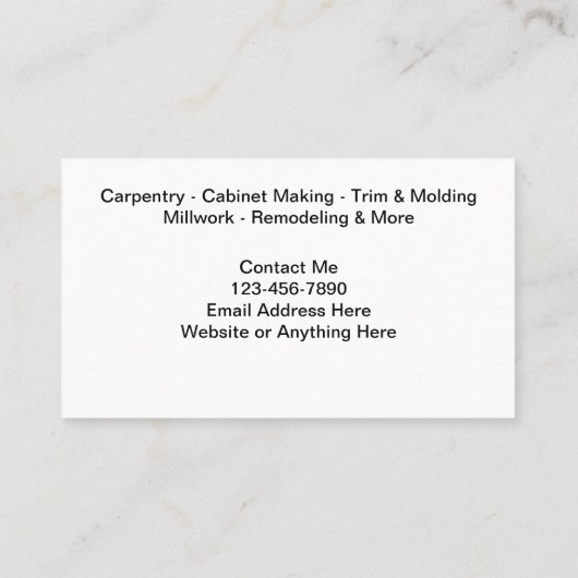 Carpenter- en verwijderingsprogramma-Visitekaartje Visitekaartje (Achterkant)