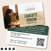 Carpenter Foto Logo Rustiek Houtkorrel Groen Moder Visitekaartje