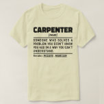 Carpenter Funny Wood Cutting Houtwerker Cadeau T-shirt<br><div class="desc">Grappige timmerman Gezegden "timmerman iemand die een probleem oplost waarvan je niet wist dat je het had op een manier die je niet kunt begrijpen". Pak dit Grappige Carpenter-ontwerp als een grappig cadeau voor een geweldige moeder,  vader of vriend.</div>