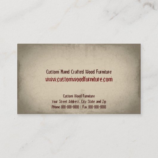 Carpenter Furniture Builder Visitekaartje (Achterkant)