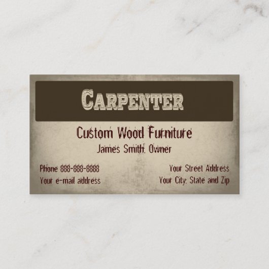 Carpenter Furniture Builder Visitekaartje (Voorkant)
