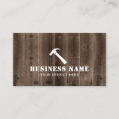Carpenter Hammer Logo Rustic Wood Achtergrond Visitekaartje (Voorkant)