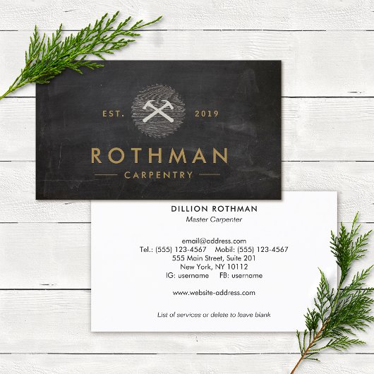Carpenter Handyman Hammer Saw Visitekaartje