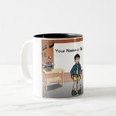Carpenter, handyman - Mannelijke Cartoon Tweekleurige Koffiemok (Voorkant links)
