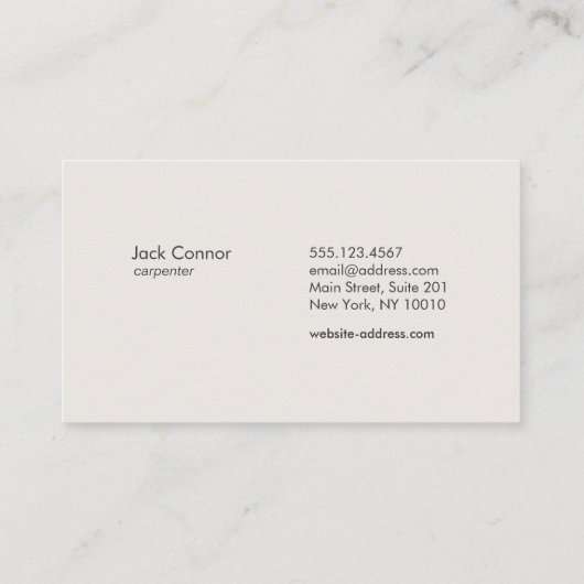 Carpenter Home Improvement Hammer en Saw Visitekaartje (Achterkant)