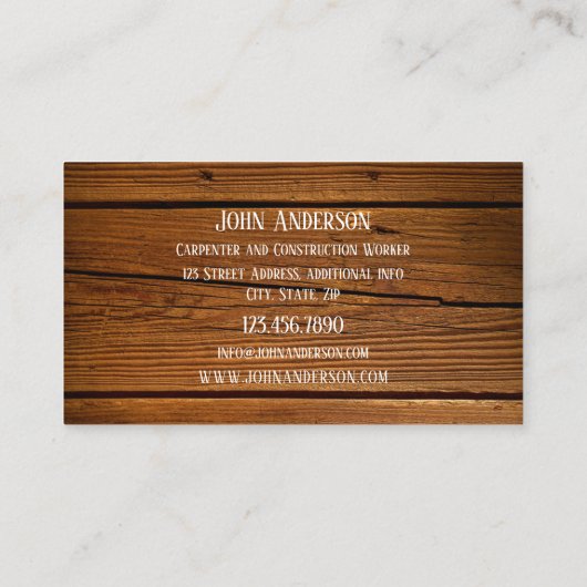 Carpenter Home Remodeling Visitekaartje (Achterkant)