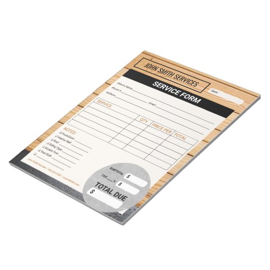 Carpenter Home Renovaties Service Formulier Factuu Notitieblok (Schuin)